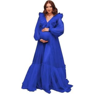 2025 Hot Selling Maternity Mesh Dress Deep V See - through Elegant Party Cosplay Costume for Women Photography - Coscosmos