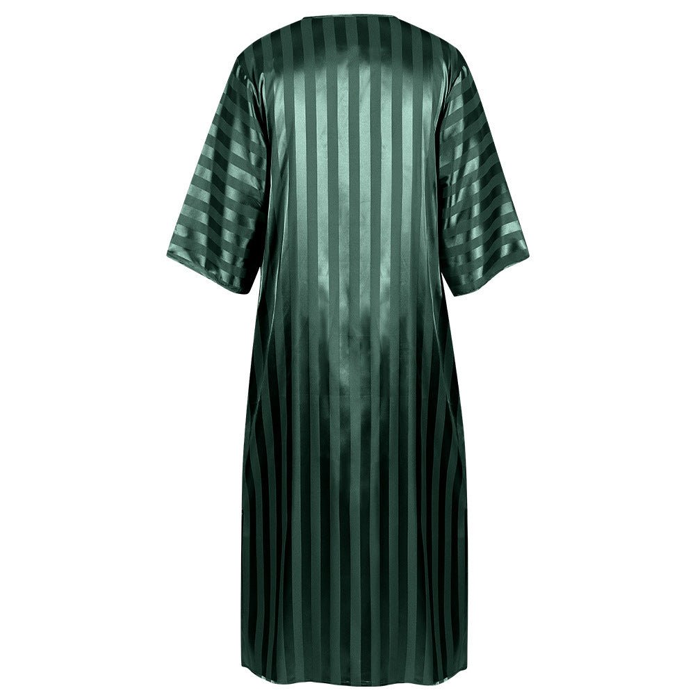 2025 New Cross - Border Middle Eastern Arab Men's Robe Long Sleeve Striped Print Muslim Costume - Coscosmos