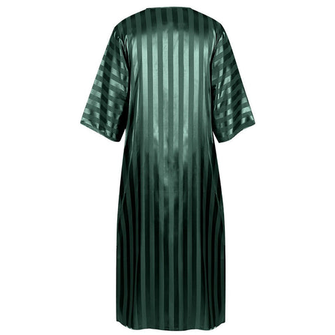 2025 New Cross - Border Middle Eastern Arab Men's Robe Long Sleeve Striped Print Muslim Costume - Coscosmos
