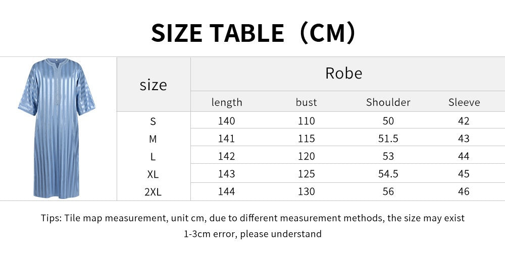 2025 New Cross - Border Middle Eastern Arab Men's Robe Long Sleeve Striped Print Muslim Costume - Coscosmos
