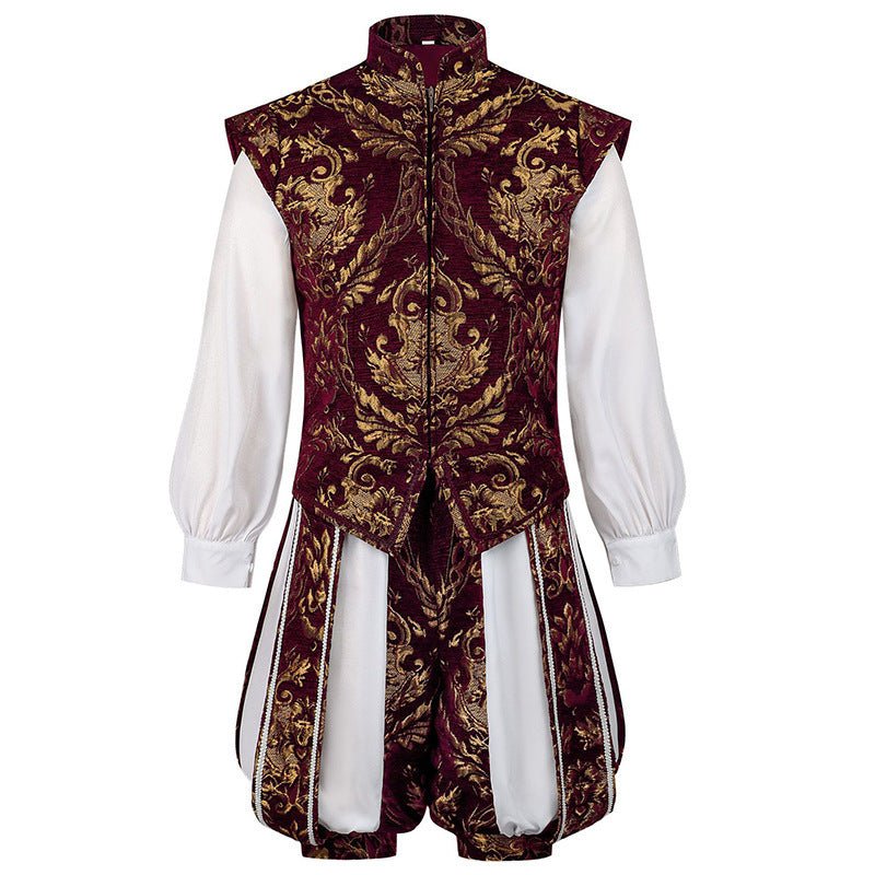 2025 New European and American Men's Suit Vest Medieval Gilded Formal Renaissance Vest Suit - Coscosmos