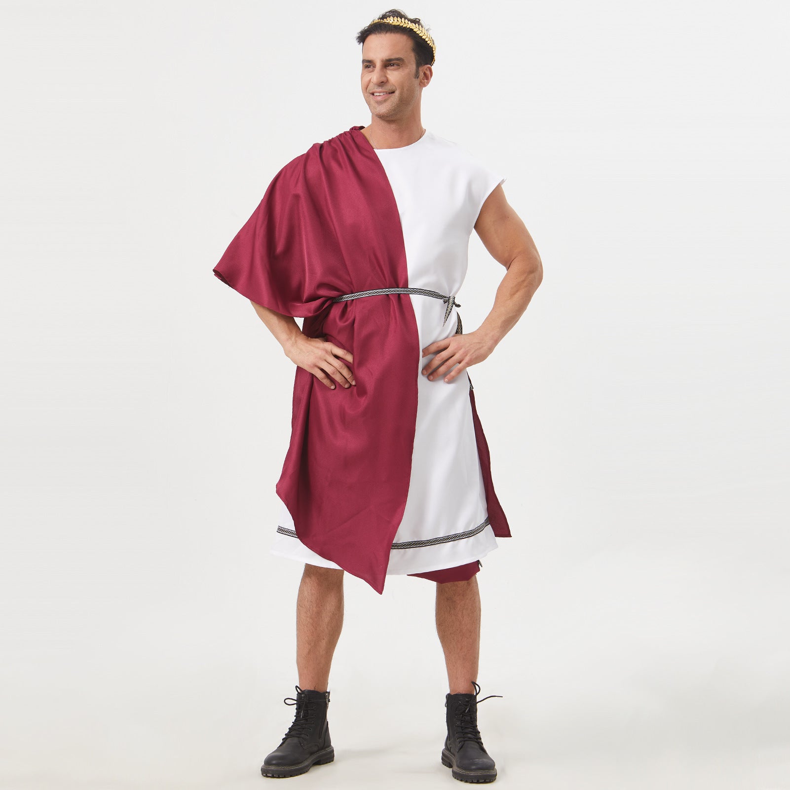2025 New Halloween Ancient Rome Greek King Gladiator Costume with Laurel Wreath - Coscosmos