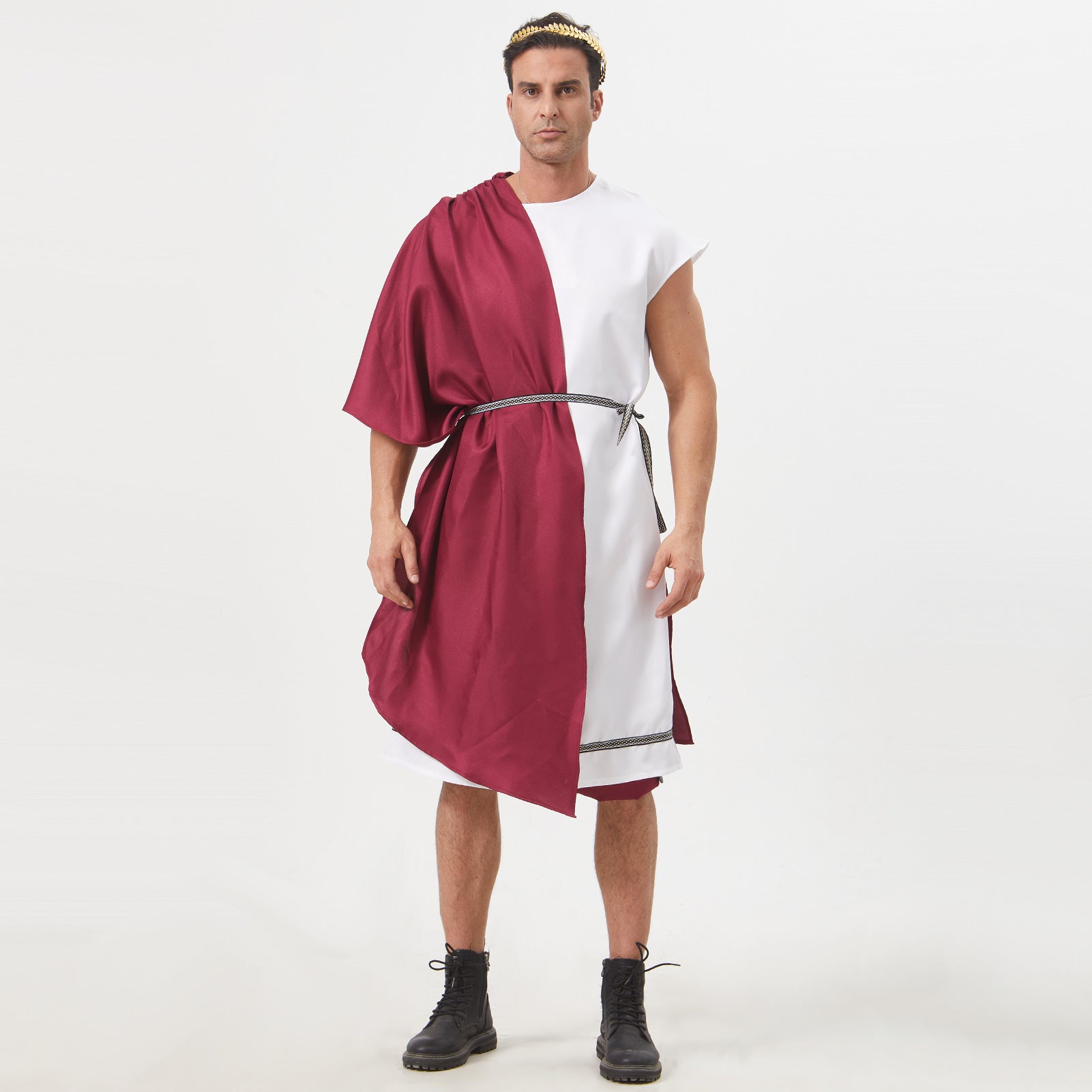 2025 New Halloween Ancient Rome Greek King Gladiator Costume with Laurel Wreath - Coscosmos