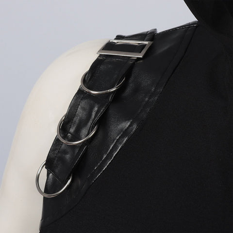 2025 New Medieval Punk Rock Men's Fashion Sleeveless Hooded Lace - up Vest - Coscosmos