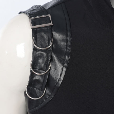 2025 New Medieval Punk Rock Men's Fashion Sleeveless Hooded Lace - up Vest - Coscosmos
