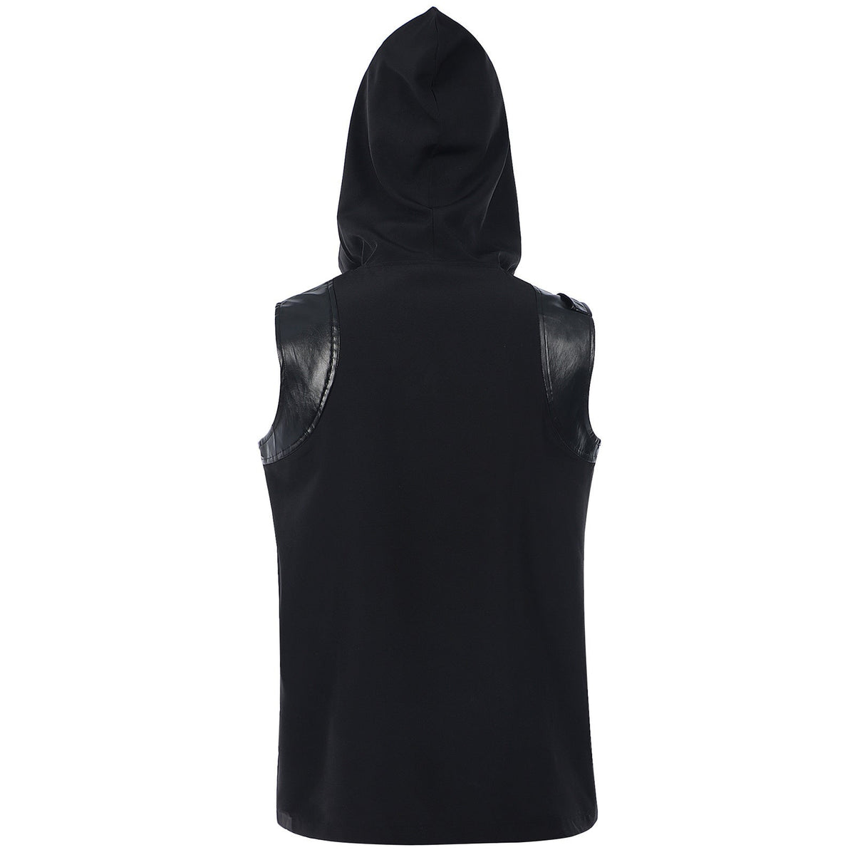 2025 New Medieval Punk Rock Men's Fashion Sleeveless Hooded Lace - up Vest - Coscosmos