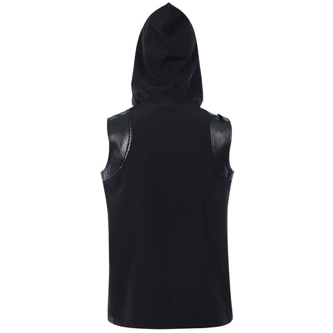 2025 New Medieval Punk Rock Men's Fashion Sleeveless Hooded Lace - up Vest - Coscosmos