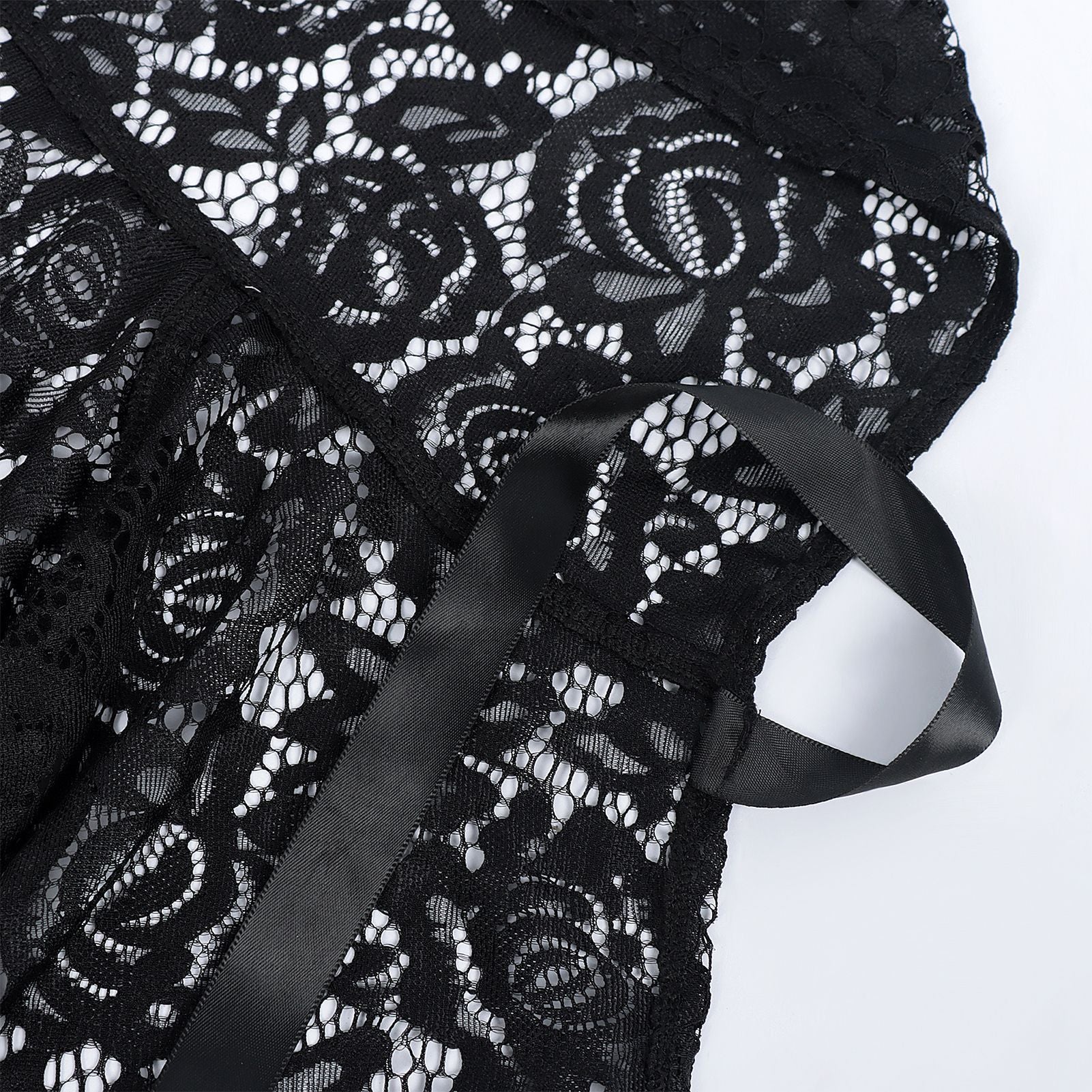 2025 Sexy Black Lace Cape Cloak for Halloween Bride Shawl Stage Performance Costume - Coscosmos