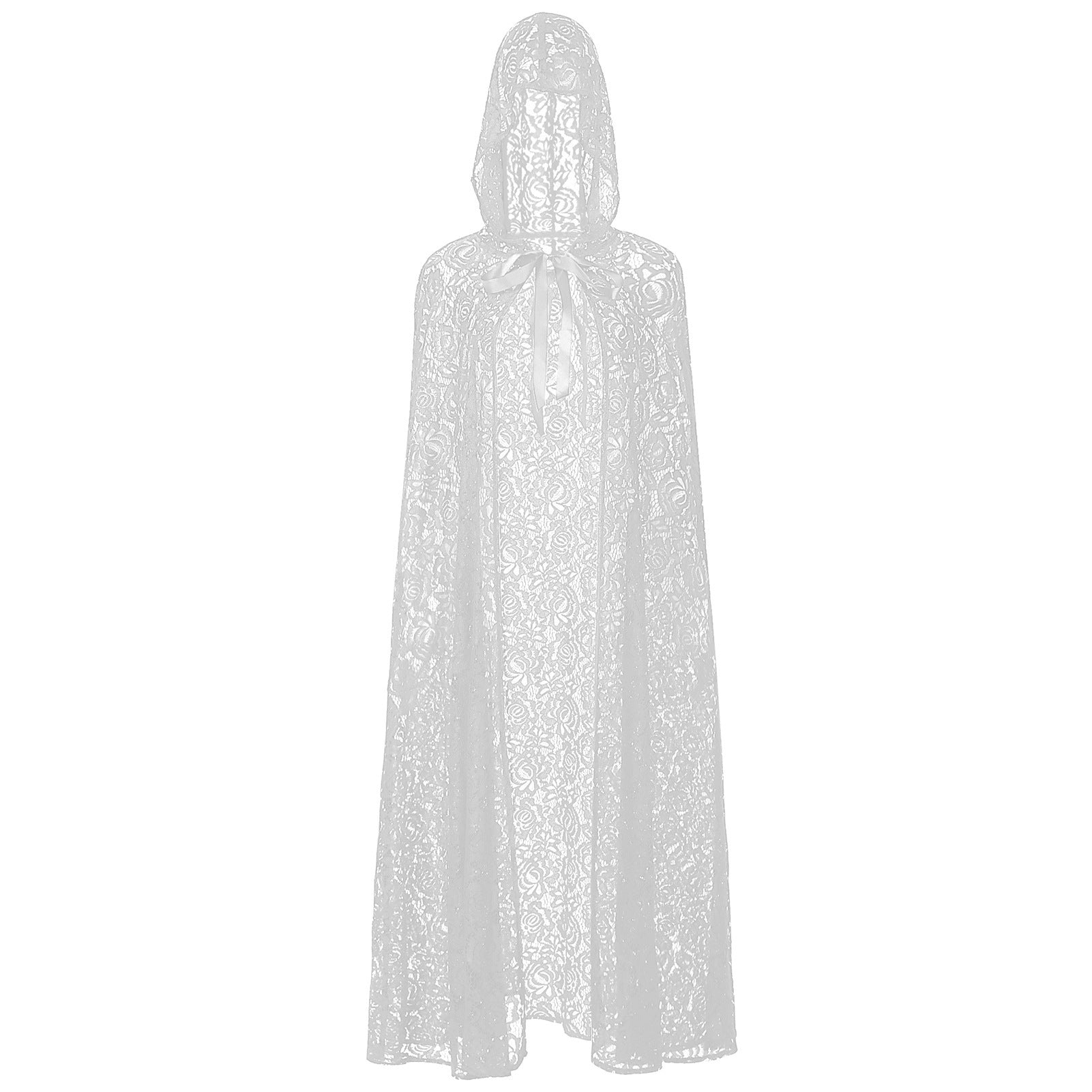 2025 Sexy Black Lace Cape Cloak for Halloween Bride Shawl Stage Performance Costume - Coscosmos