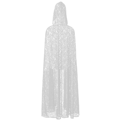2025 Sexy Black Lace Cape Cloak for Halloween Bride Shawl Stage Performance Costume - Coscosmos