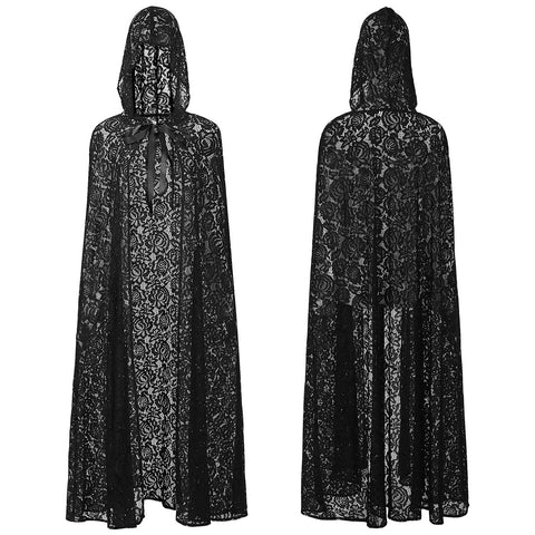 2025 Sexy Black Lace Cape Cloak for Halloween Bride Shawl Stage Performance Costume - Coscosmos