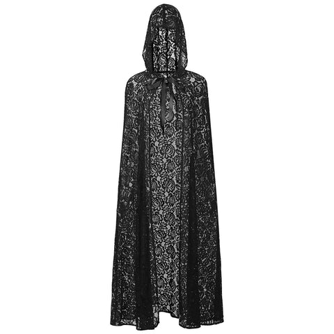 2025 Sexy Black Lace Cape Cloak for Halloween Bride Shawl Stage Performance Costume - Coscosmos