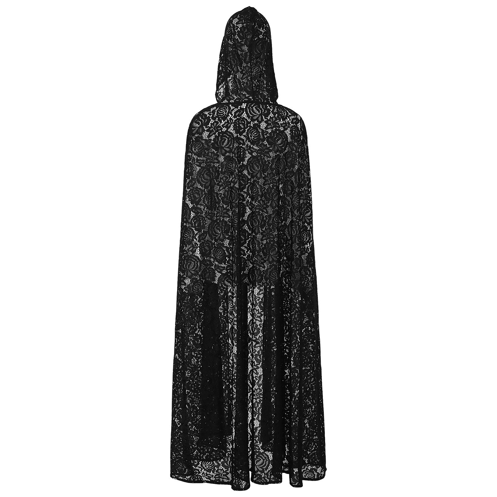 2025 Sexy Black Lace Cape Cloak for Halloween Bride Shawl Stage Performance Costume - Coscosmos