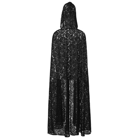 2025 Sexy Black Lace Cape Cloak for Halloween Bride Shawl Stage Performance Costume - Coscosmos