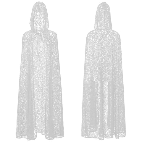 2025 Sexy Black Lace Cape Cloak for Halloween Bride Shawl Stage Performance Costume - Coscosmos