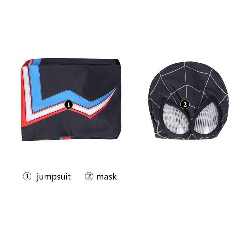 2099 Miles Morales Spiderman Hooded Jumpsuit Cosplay Costume for Halloween Party - Coscosmos