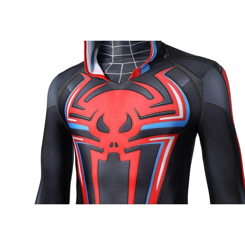 2099 Miles Morales Spiderman Hooded Jumpsuit Cosplay Costume for Halloween Party - Coscosmos