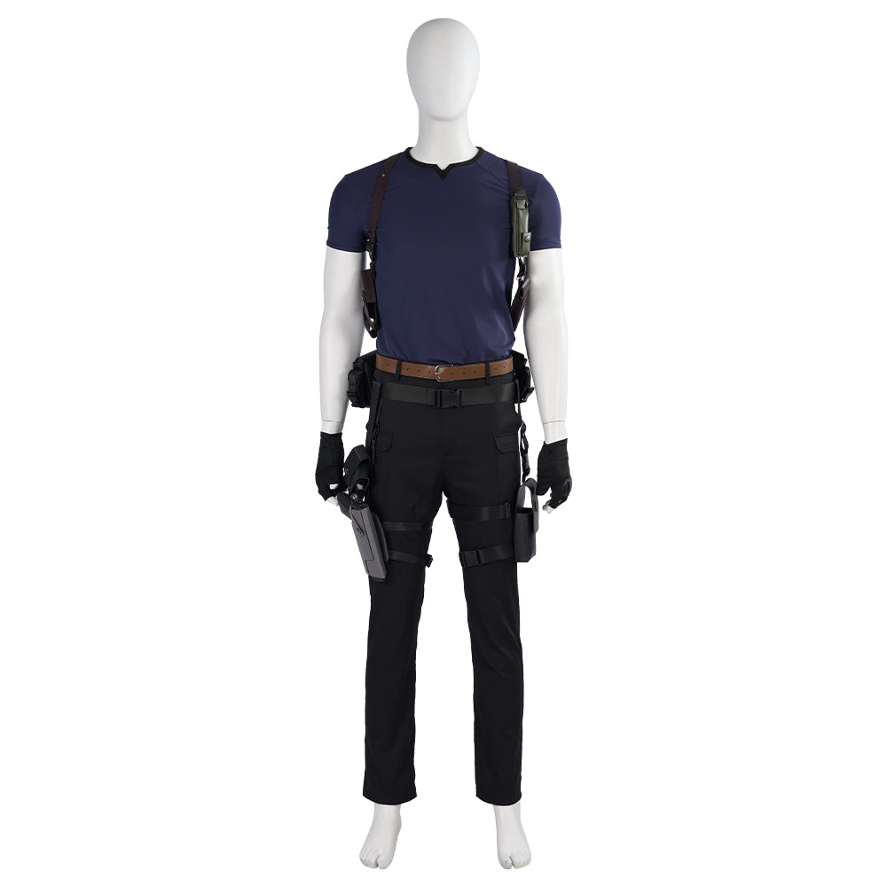 Resident Evil 4 Leon Cosplay Costume - Full Set for Men's Halloween & Gaming Events