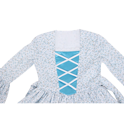 Colonial Girls Cosplay Costume | Victorian Medieval Style Dress with Hat & Floral Print for Kids