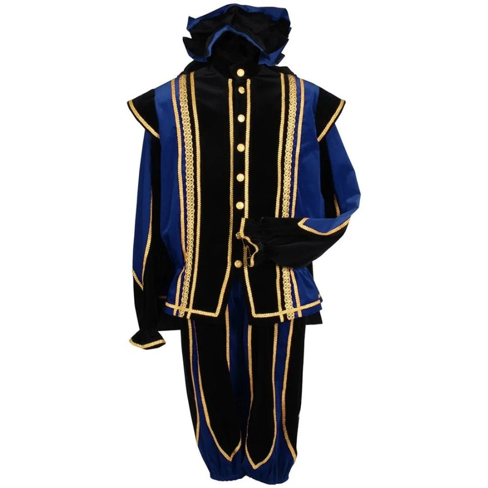 Black Peter Cosplay Costume for Men - Traditional Tudor Velvet Festival Outfit with Ball Gown