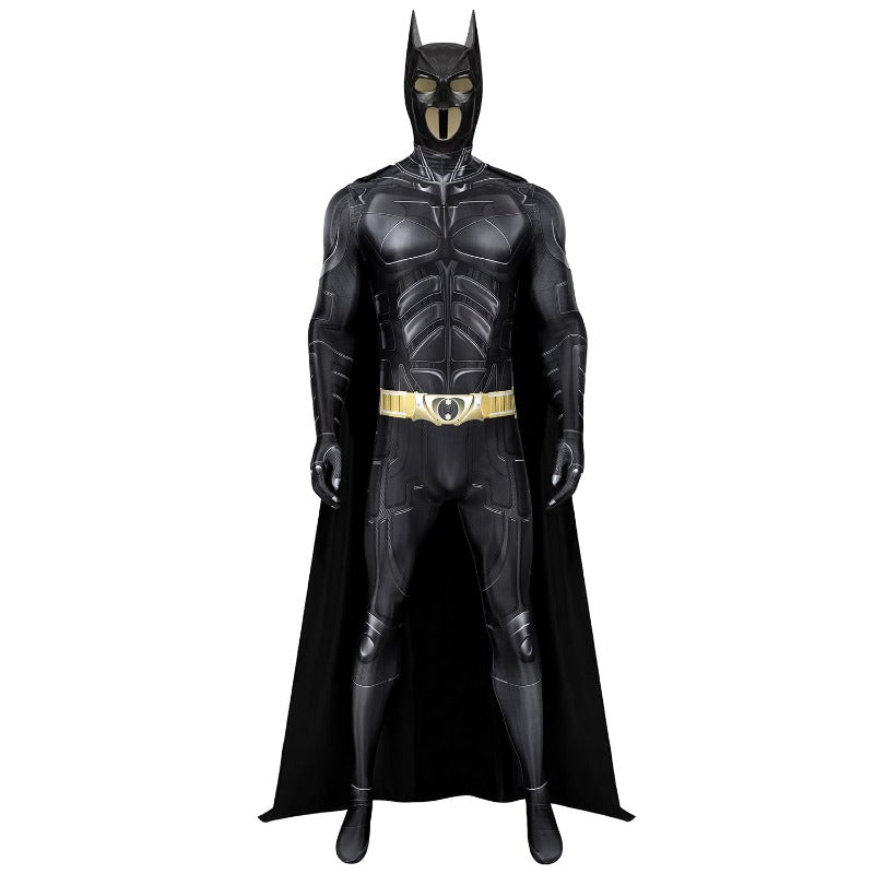 Bat Superhero Costume Adult Men Dark Black Knight Jumpsuit Cloak Bat Mask Halloween Cosplay Costume Outfit