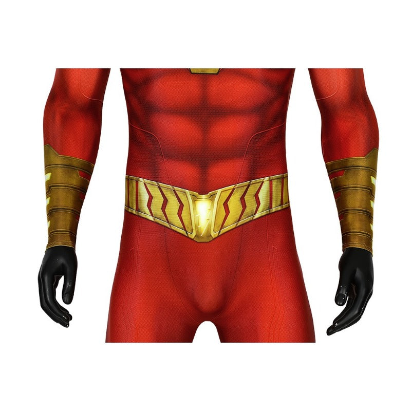 Shazam Billy Batson Captain Marvel Cosplay Costume Body-suit Zentai Tight Jump