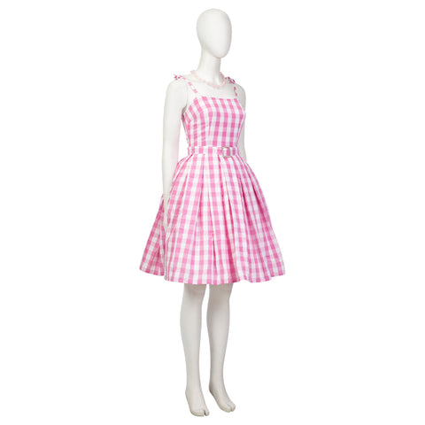 Women's Barbie Pink Checkered Costume Dress - Embrace the Iconic Style