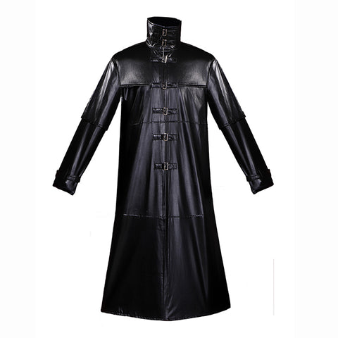 Medieval Gothic Plague Doctor Costume PU Leather Jacket - Steampunk Vampire Horror Long Coat