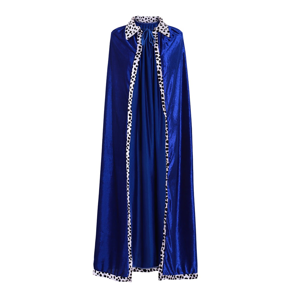 Adult King Blue Velvet Cloak Costume - Perfect for Halloween, Christmas, and Carnival Party Dress-Up