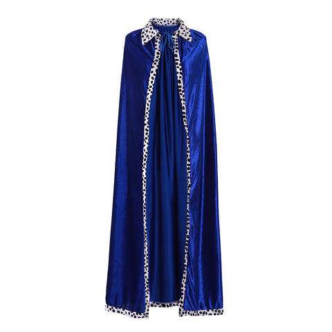 Adult King Blue Velvet Cloak Costume - Perfect for Halloween, Christmas, and Carnival Party Dress-Up