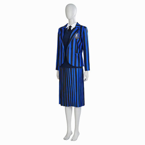 Addams Cosplay Costume Same Style Costumes Full Set School Uniform Customized Anime Rave Halloween Cos