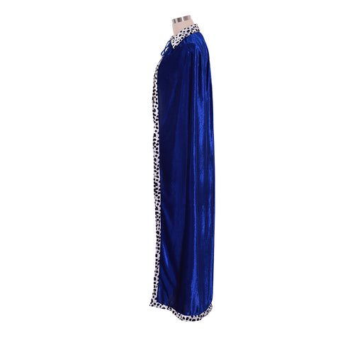 Adult King Blue Velvet Cloak Costume - Perfect for Halloween, Christmas, and Carnival Party Dress-Up