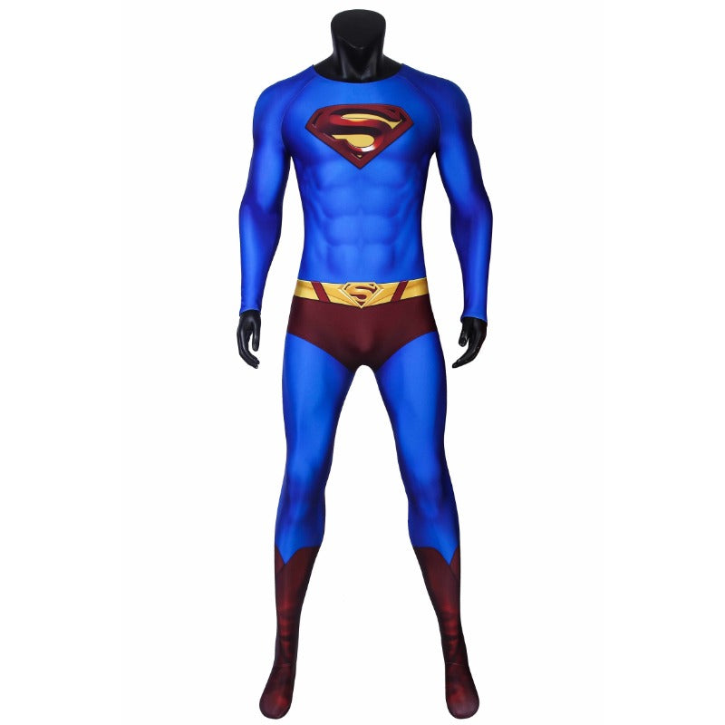 Super Hero Infinite Earths Clark Blue Cosplay Suit with Cloak