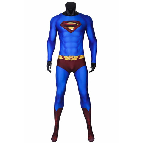 Super Hero Infinite Earths Clark Blue Cosplay Suit with Cloak