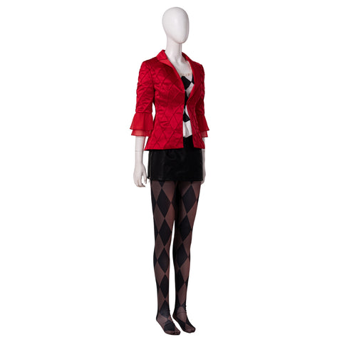 Harley Quinn Joker 2 Cosplay Costume - Red Coat & Leather Skirt Outfit for Women