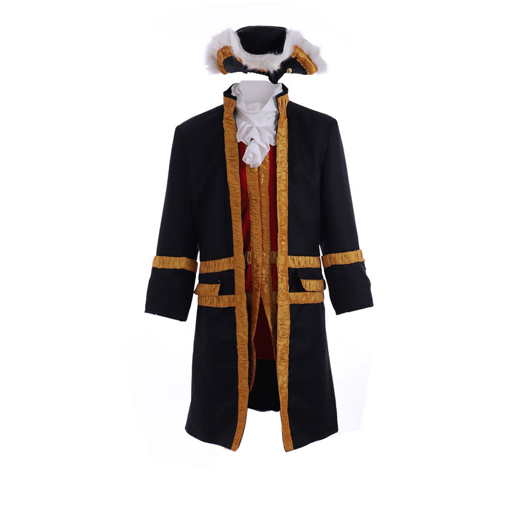 18th Century Tudor Regency Royal Men’s Black Coat & Vest Renaissance Party Suit | Coscomos