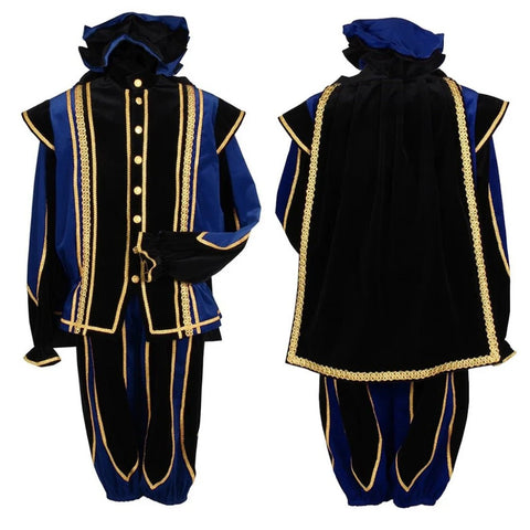 Black Peter Cosplay Costume for Men - Traditional Tudor Velvet Festival Outfit with Ball Gown