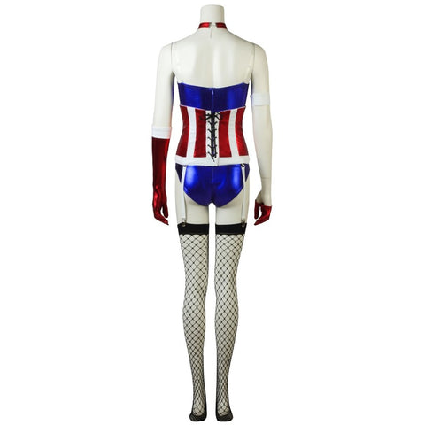 Captain America Bare Shoulders Girl's Cosplay Costume for Halloween and Parties