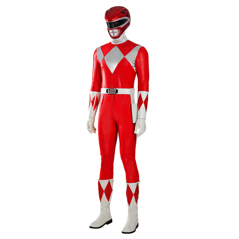 MMPR Red Ranger Suit Costume Cosplay Jumpsuit