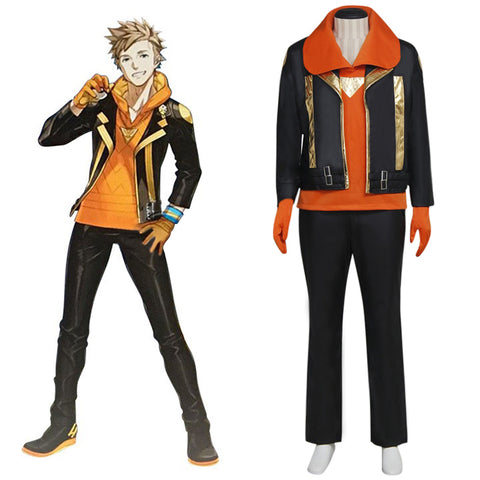 Pokemon Go Team Spark Black Leather Jacket Cosplay Costume