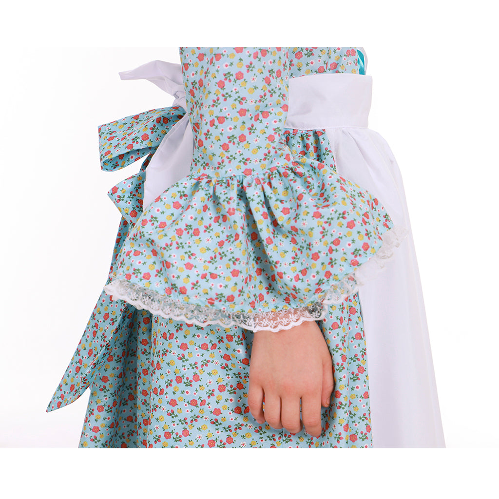 Child Victorian Pioneer Pilgrim Wench Rural Floral Prairie Dress Kids Countryside Colonial Dress Lolita Dress