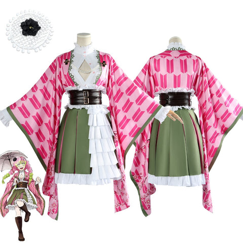 Anime Demon Slayer Mitsuri Kanroji Anniversary Cosplay Costume Set