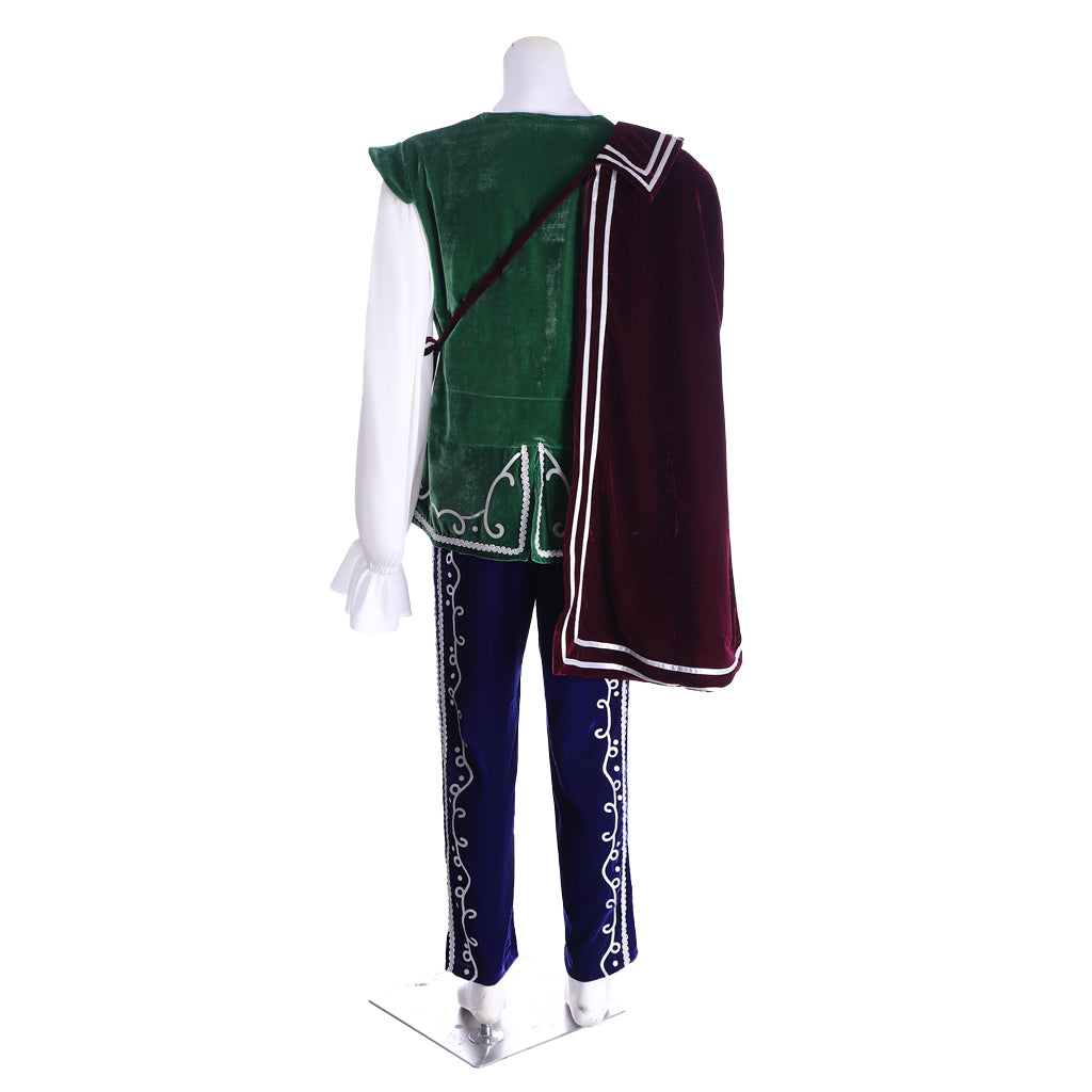 Medieval Tudor King Prince Costume - Velvet Long Sleeve Top, Pants & Cloak | Coscomos