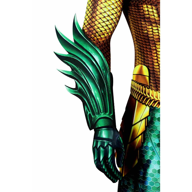 Arthur Curry Printed Golden Suit Cosplay Costume – Aquaman Justice League Costume