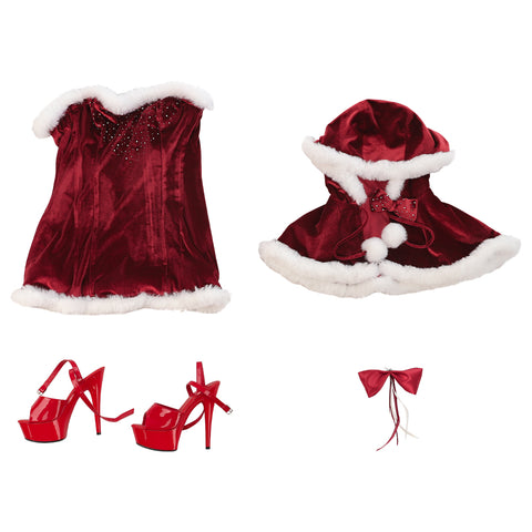 Love Actually 2023 Costume - Retro Christmas Dress with Cape