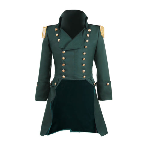 Men’s Colonial Green Military Coat - Victorian Regency Tailcoat | Hamilton Cosplay Jacket | Coscomos Medieval Series