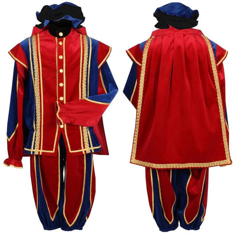 Black Peter Cosplay Costume for Men - Traditional Tudor Velvet Festival Outfit with Ball Gown