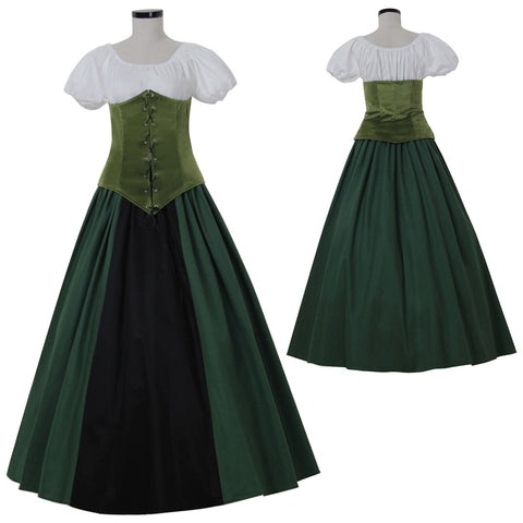 Civil War Costume Medieval Victorian Green Princess Dress - Halloween Carnival Theme Party Ball Gown