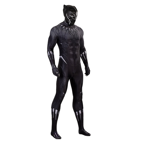 DC Black Panther Jumpsuit Cosplay Costume Suit with Mask for Men - Halloween Bodysuit