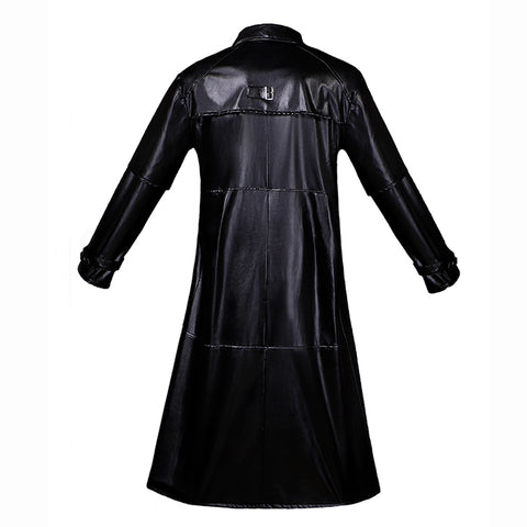 Medieval Gothic Plague Doctor Costume PU Leather Jacket - Steampunk Vampire Horror Long Coat